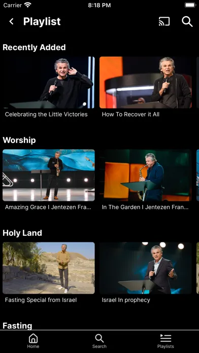 Capturas de tela do Jentezen Franklin TV