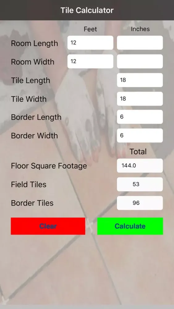 Tangkapan layar Tile Calculator