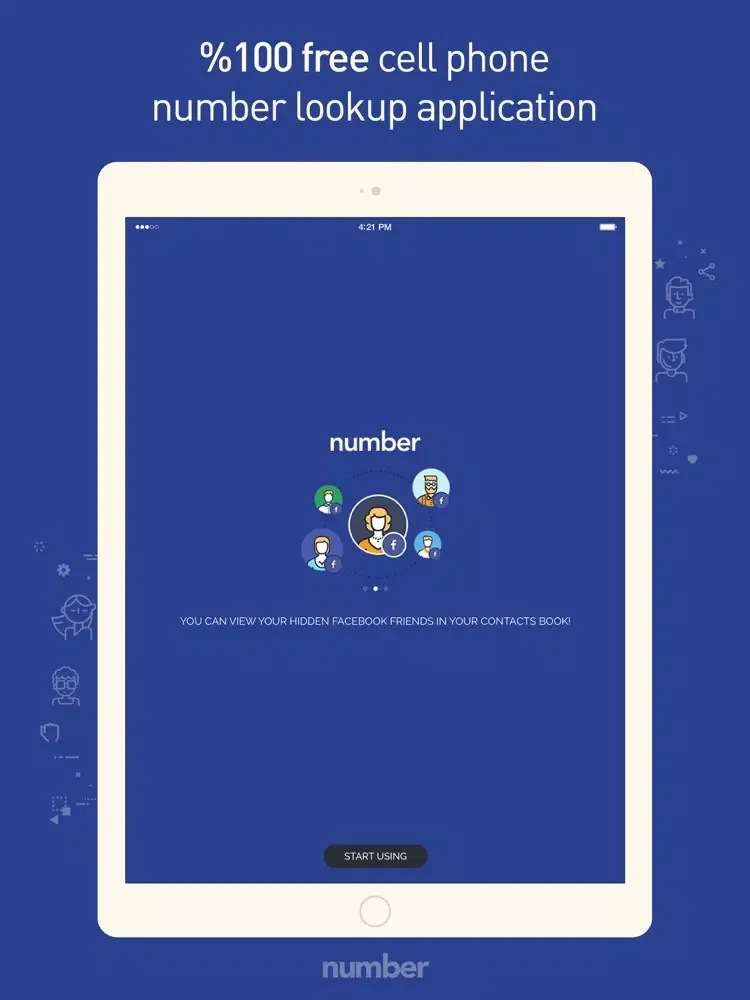 Ảnh chụp màn hình của Number Search & Find hidden friends for Facebook iPad 