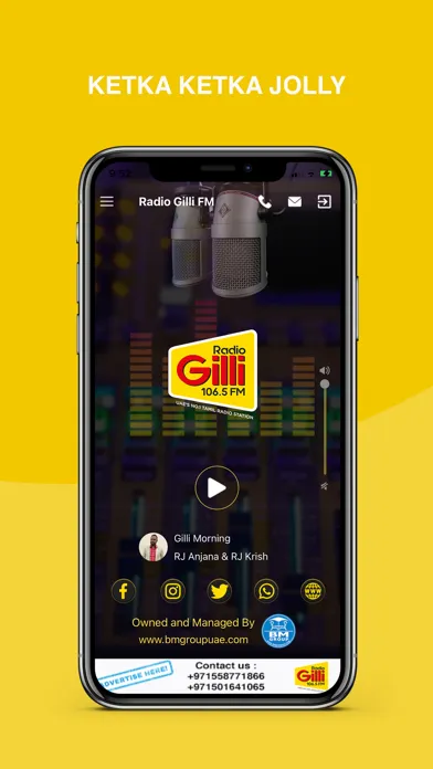 Tangkapan skrin Radio Gilli 106.5 FM