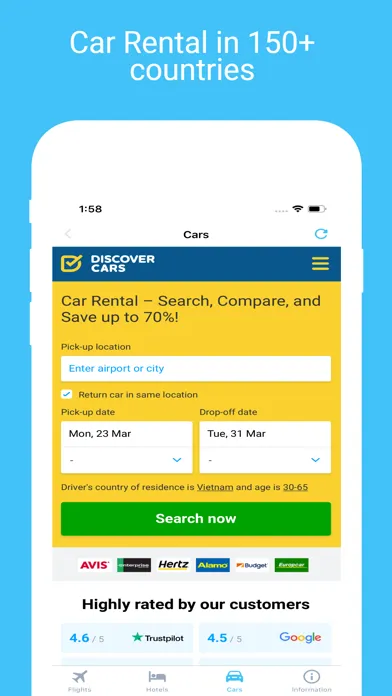 Capturas de tela do Cheap flights, hotels & car