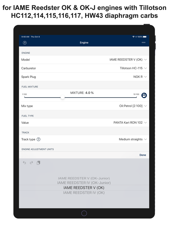تصاویر Jetting IAME OK OK-Junior Kart iPad 