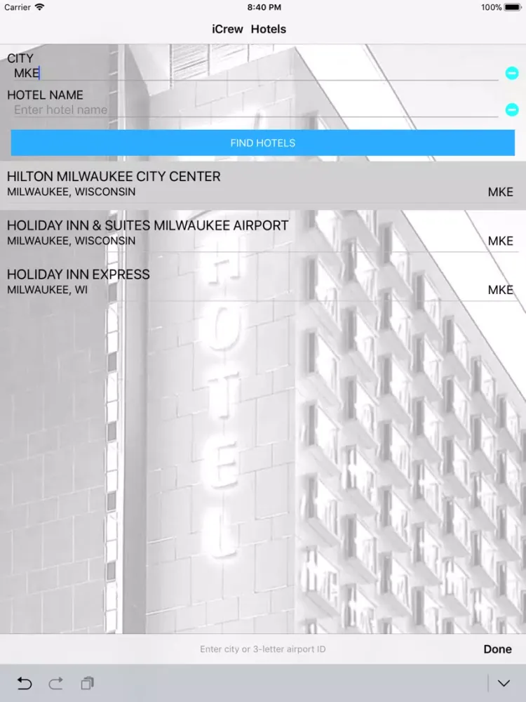 Capturas de tela do iCrew Hotels iPad 