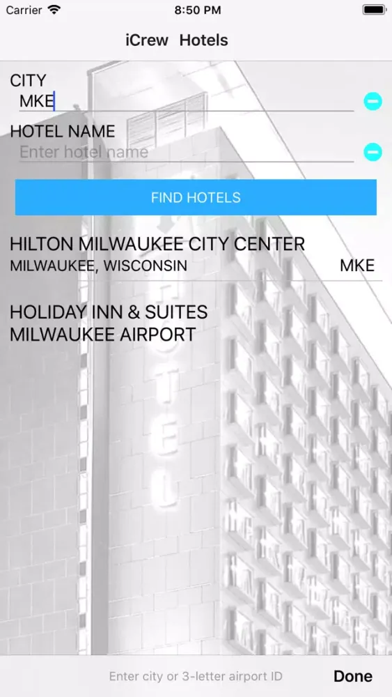 Capturas de tela do iCrew Hotels