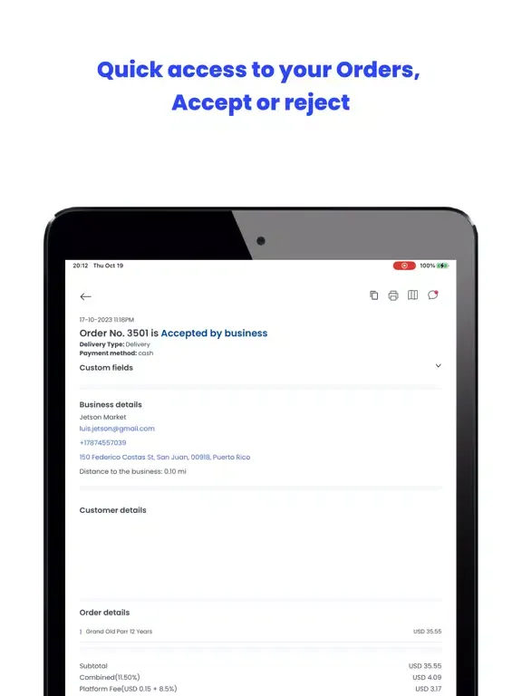 Jetson Orders iPad  Screenshots