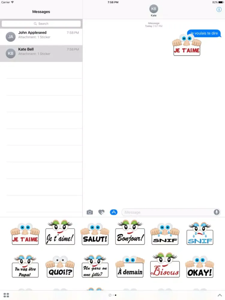 Screenshot di Autocollants pour iMessage en français iPad 