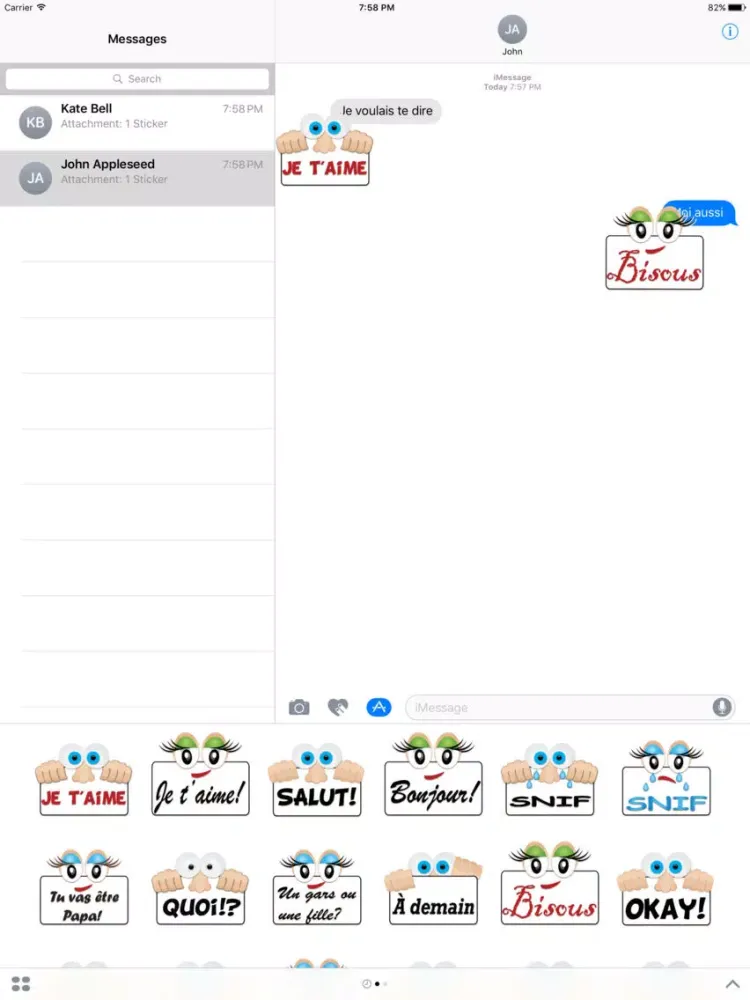 Screenshot di Autocollants pour iMessage en français iPad 
