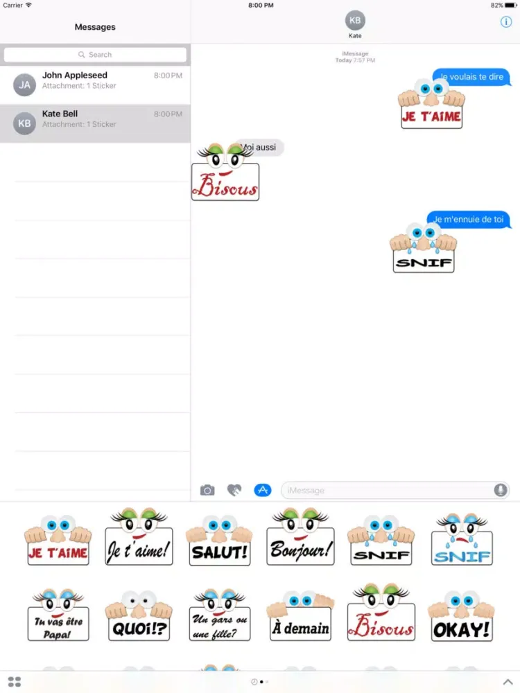 Screenshot di Autocollants pour iMessage en français iPad 