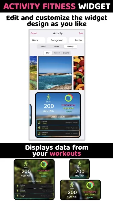 Activity Fitness Widgets Screenshots