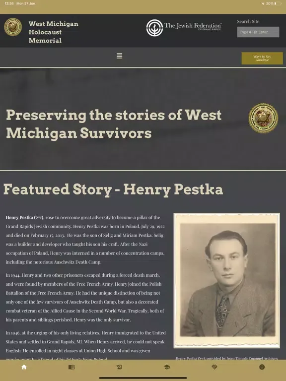 Screenshot di West Mich Holocaust Memorial iPad 