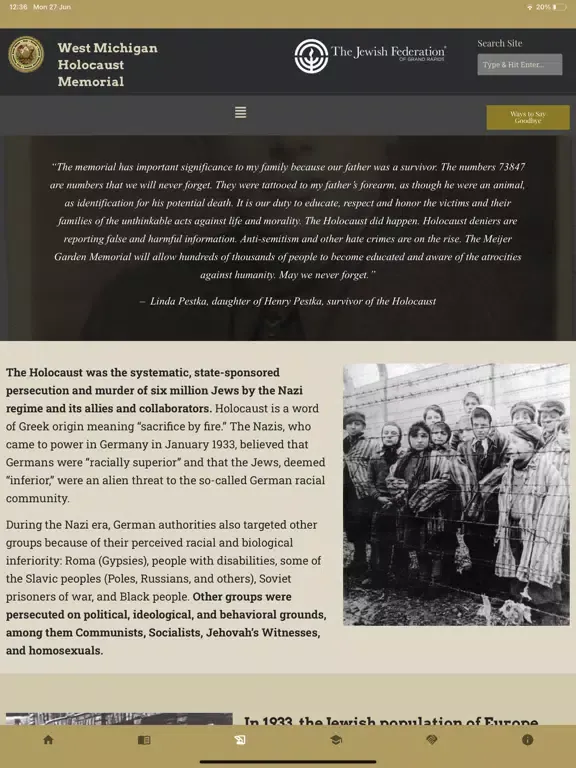 Screenshot di West Mich Holocaust Memorial iPad 