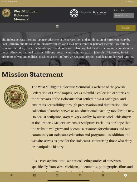 Screenshot di West Mich Holocaust Memorial iPad 