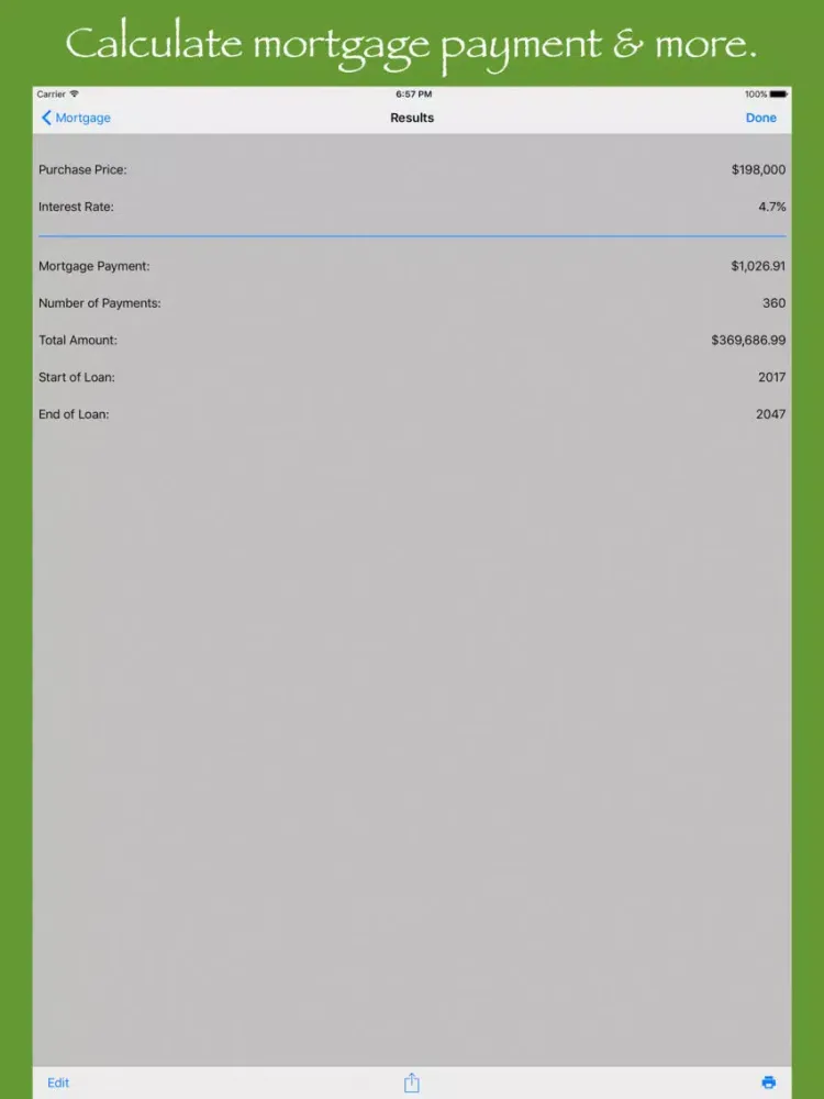 Capturas de tela do Mortgage Debt Calculator iPad 