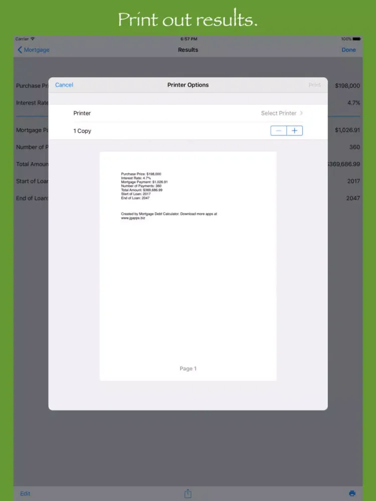 Capturas de tela do Mortgage Debt Calculator iPad 