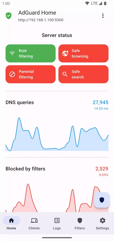 Capturas de tela do AdGuard Home Manager