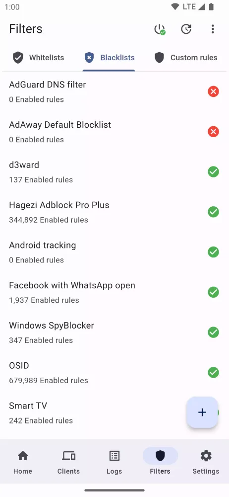 Capturas de tela do AdGuard Home Manager