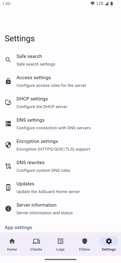 Capturas de tela do AdGuard Home Manager