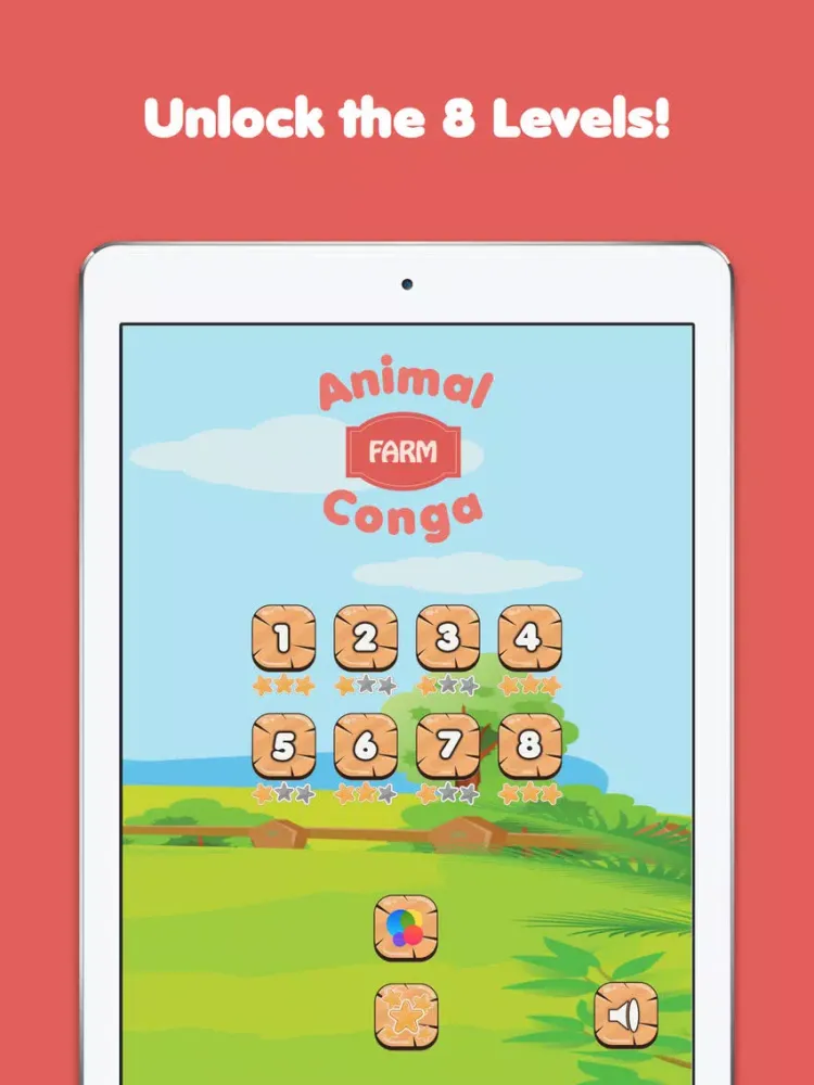 Ảnh chụp màn hình của Animal Conga: Farm - Listen and repeat animal sounds in Animal Kingdom iPad 