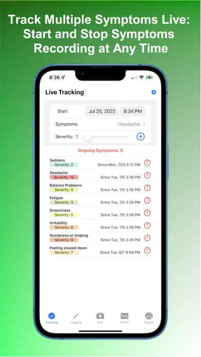 ClockConcussion: Log Symptoms应用截图