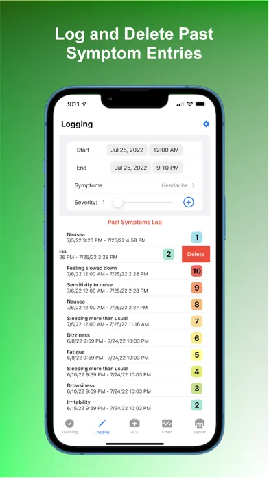 ClockConcussion: Log Symptoms应用截图