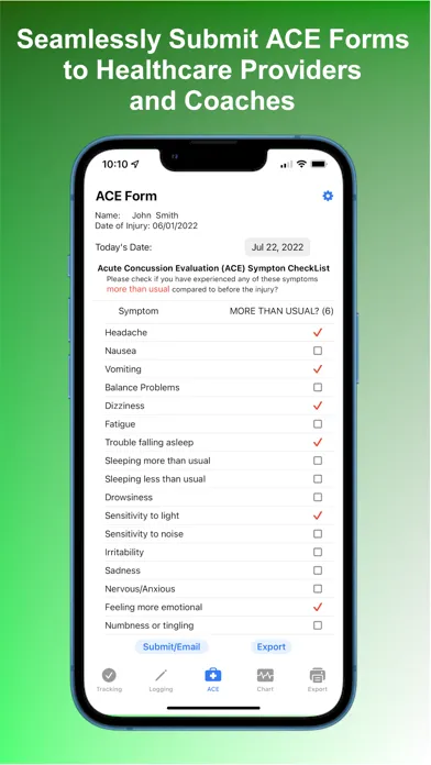 ClockConcussion: Log Symptoms应用截图