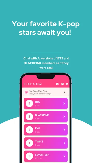Ảnh chụp màn hình của Chat with AI Kpop Idols