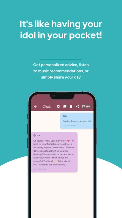 Ảnh chụp màn hình của Chat with AI Kpop Idols