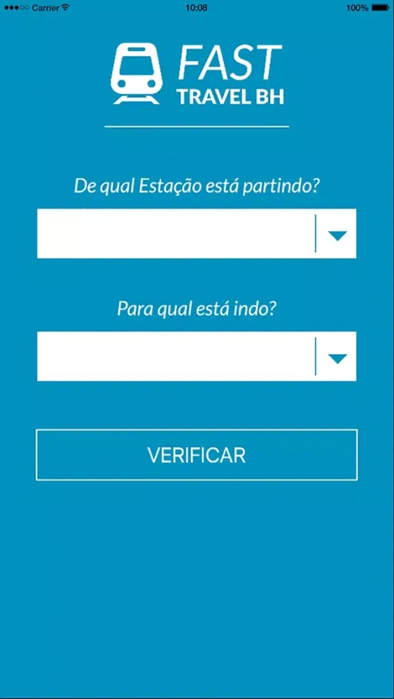 Capturas de tela do Metrô BH - Destinos, horários e tempo de viagem.