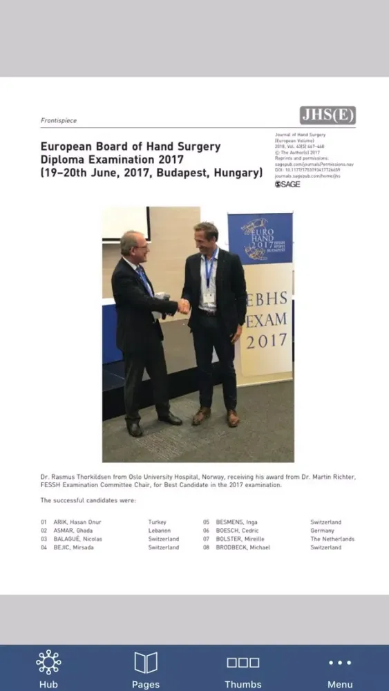 Capturas de pantalla de Journal of Hand Surgery (E)