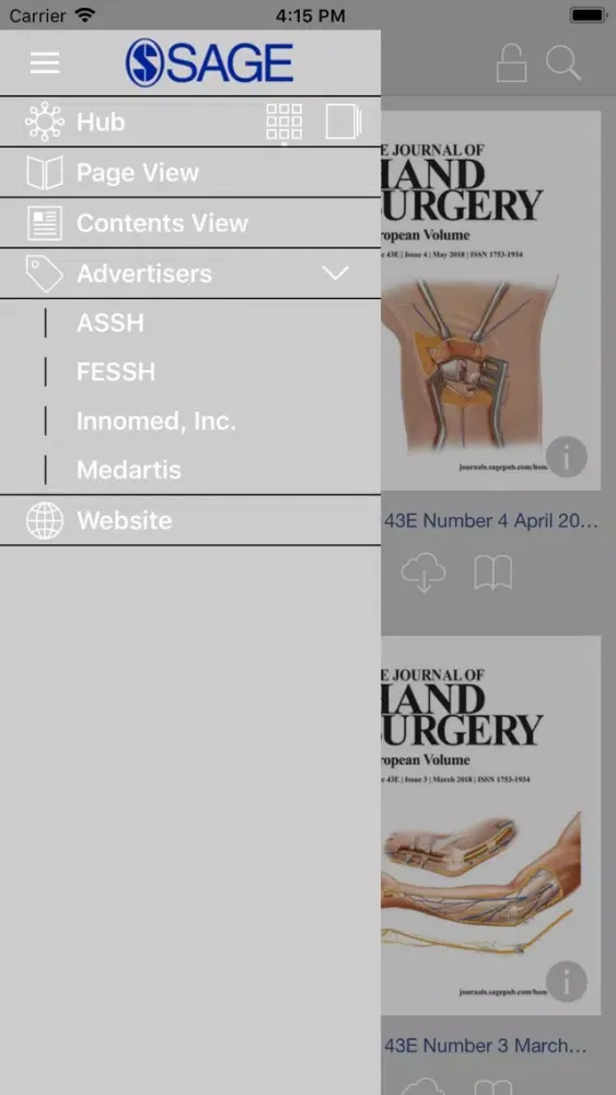 Capturas de pantalla de Journal of Hand Surgery (E)