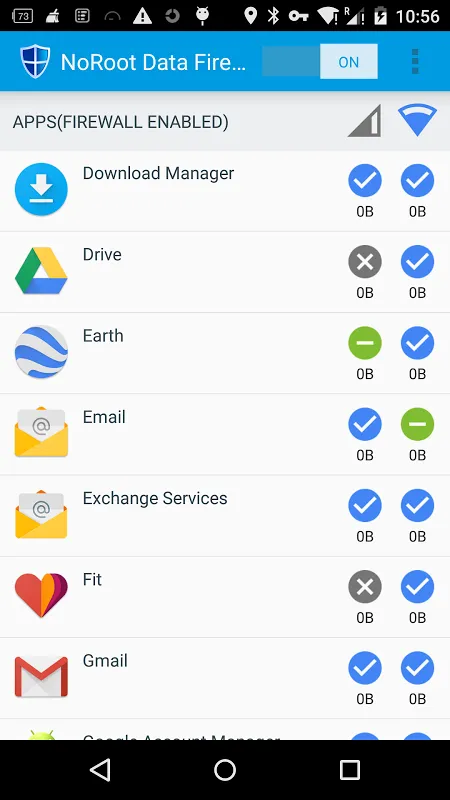 Capturas de tela do NoRoot Data Firewall