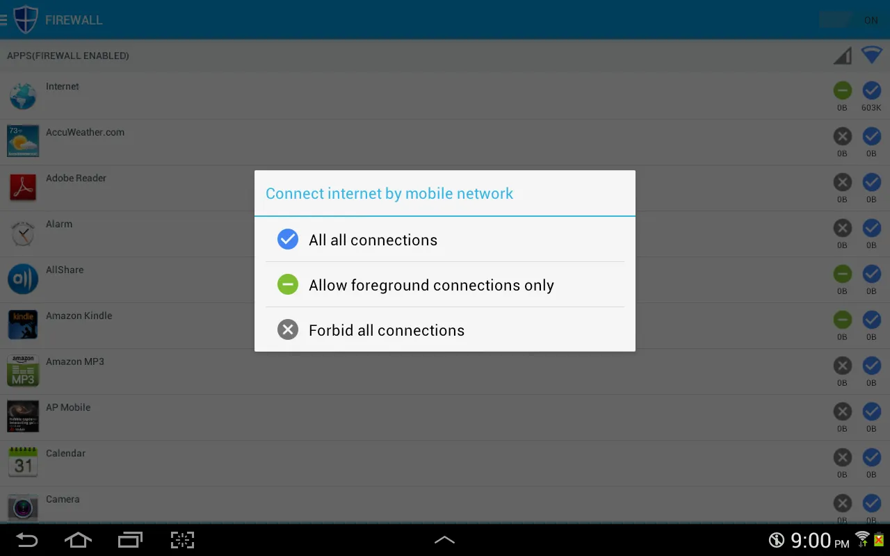 Capturas de tela do NoRoot Data Firewall
