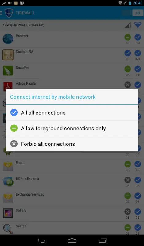 Capturas de tela do NoRoot Data Firewall