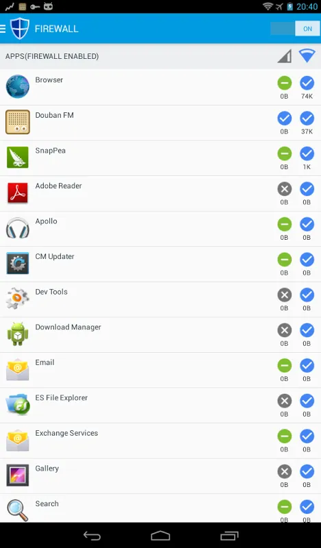 Capturas de tela do NoRoot Data Firewall