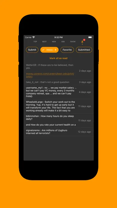 Tangkapan layar Hacki for Hacker News