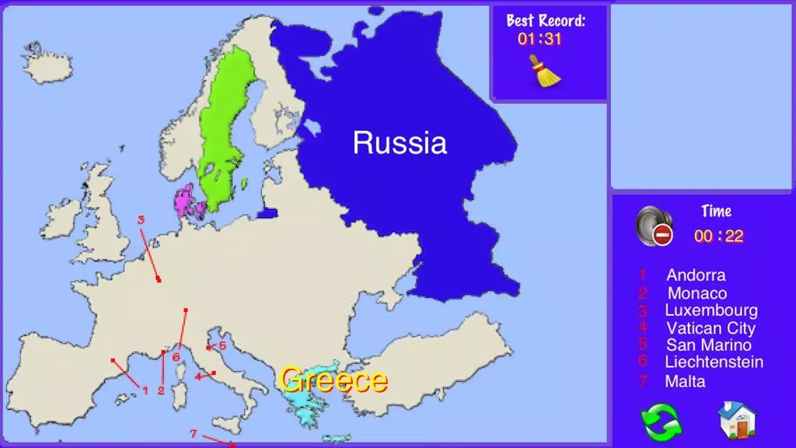 Tangkapan skrin A Puzzle Map of Europe