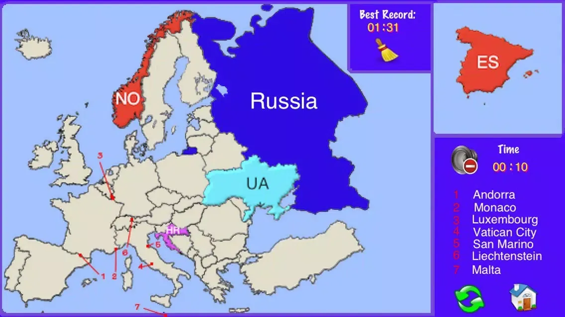Tangkapan skrin A Puzzle Map of Europe