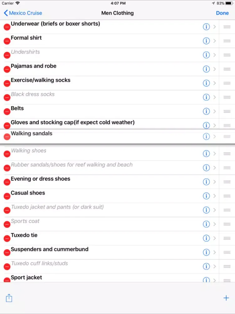 Cruise Trip List iPad  스크린샷