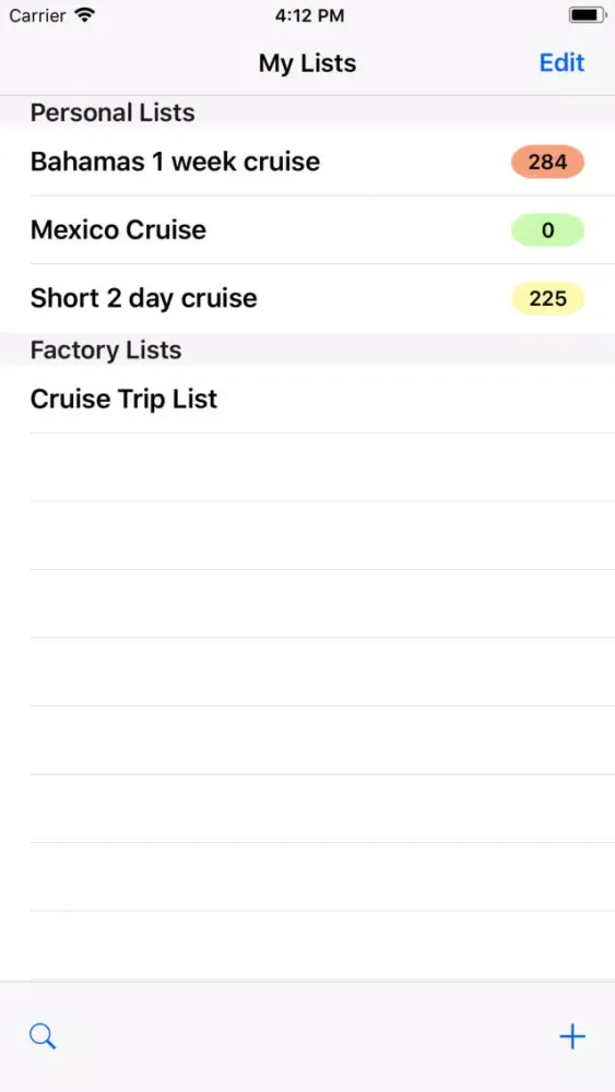 Cruise Trip List 스크린샷