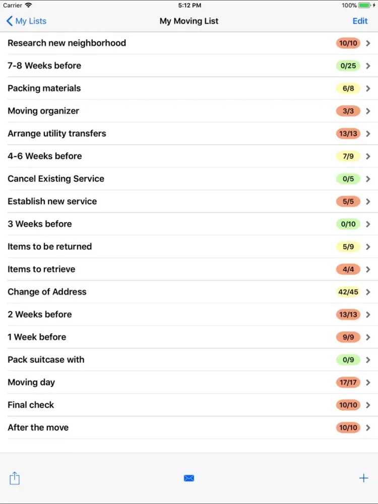 Capturas de pantalla de Moving Checklist Pro iPad 