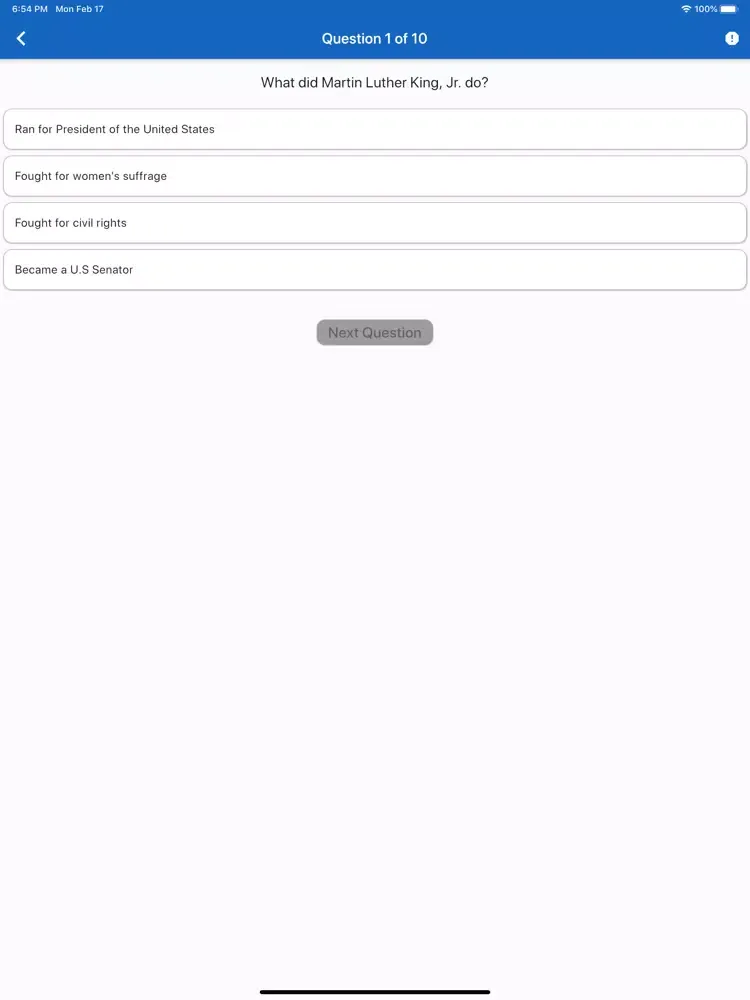 US Citizenship Test For 2020 iPad 应用截图