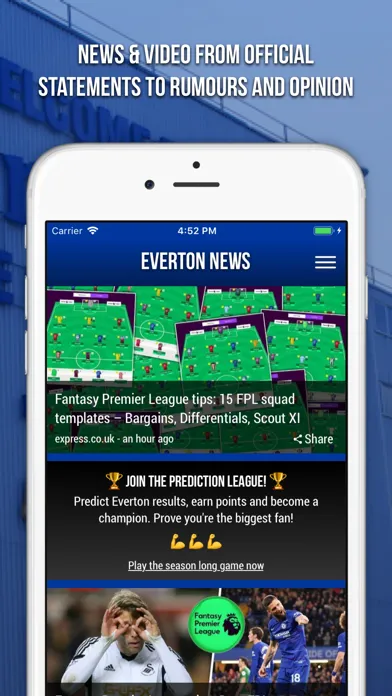 Everton News - Fan App Screenshots