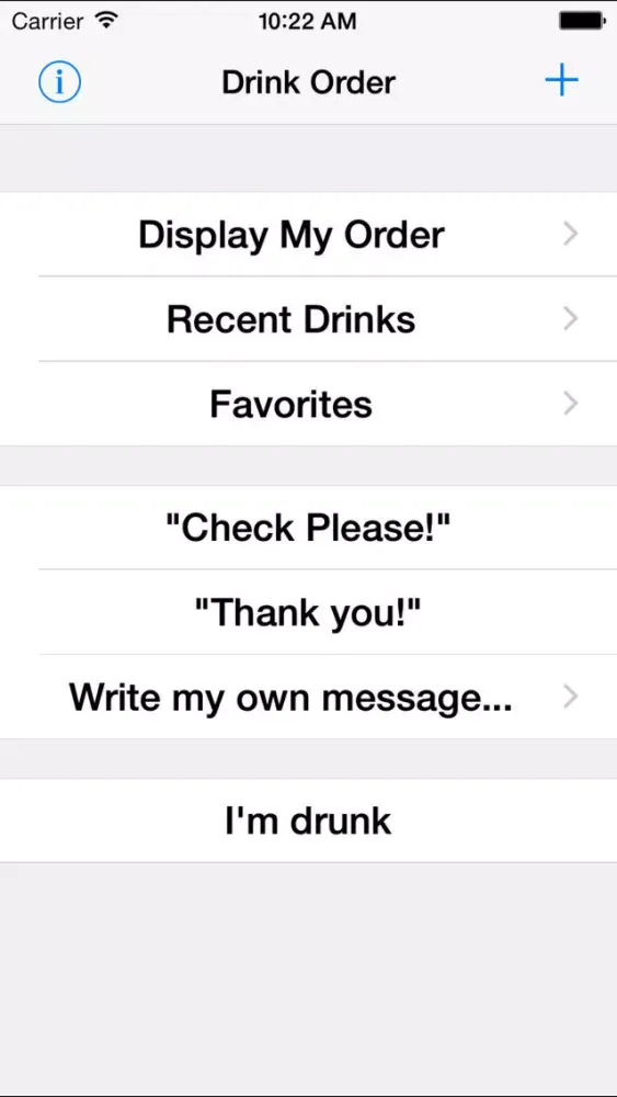 Drink Order Screenshots