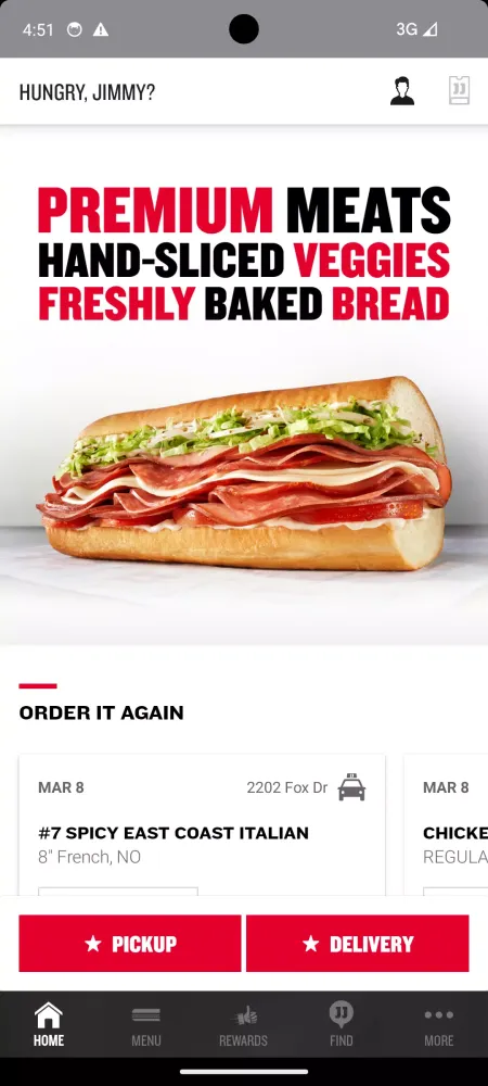 Capturas de tela do Jimmy John's Sandwiches