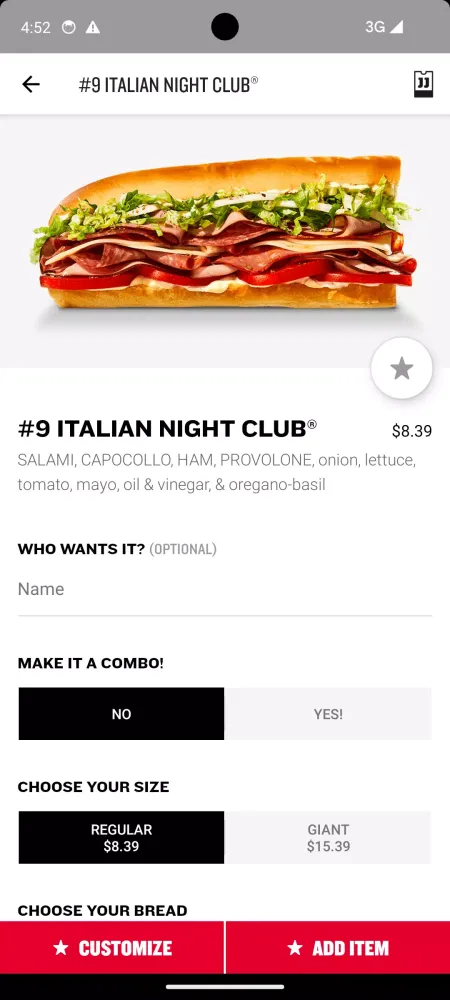 Capturas de tela do Jimmy John's Sandwiches