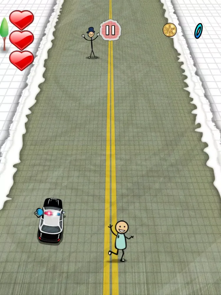 Tangkapan skrin `Stickman Police Car Crime Chase Race: The Doodle Chase Racing Free by Top Crazy Games iPad 