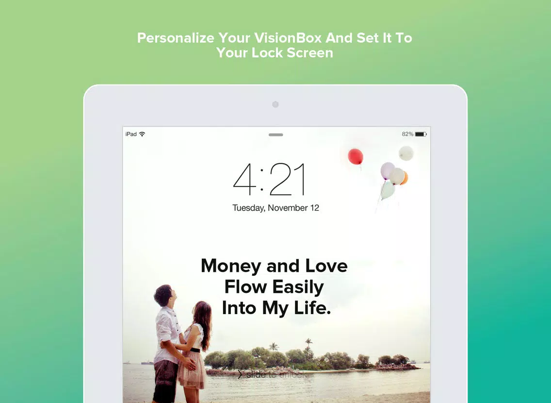 Zrzuty ekranu VisionBox - Law of Attraction Lockscreen Creator iPad 