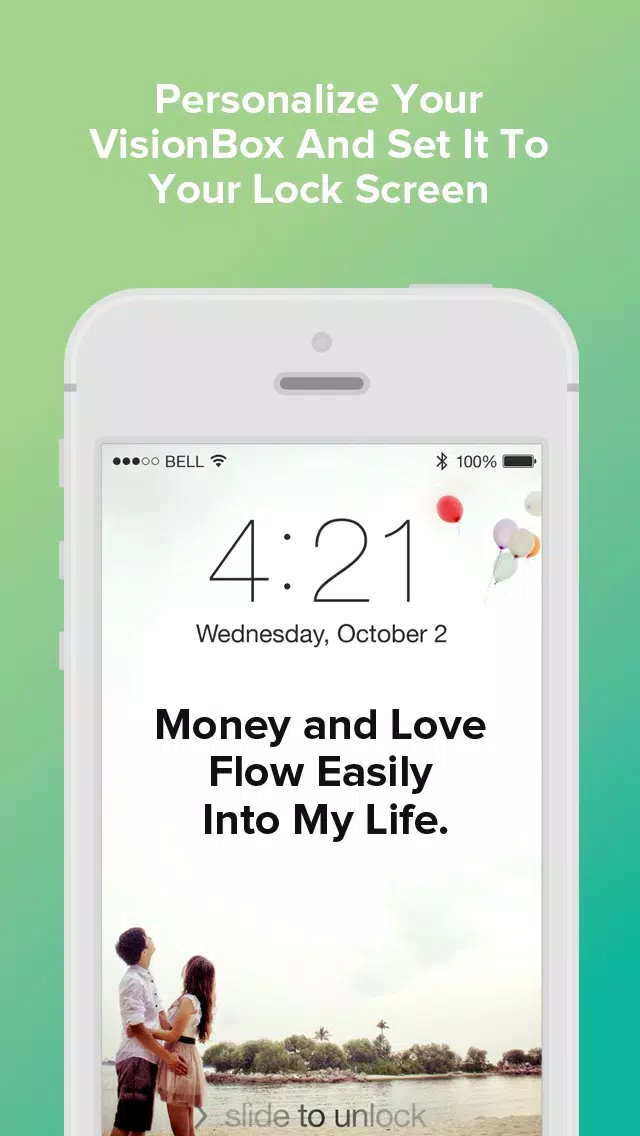Zrzuty ekranu VisionBox - Law of Attraction Lockscreen Creator