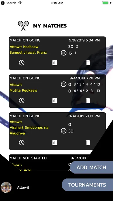 Ảnh chụp màn hình của Tennis ScoreBox