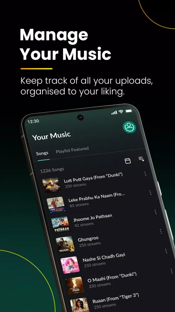 Tangkapan skrin JioSaavn ArtistOne